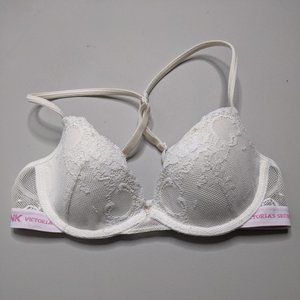 Cream Off-white Lace Pattern Cup Bra (34A) PINK VS